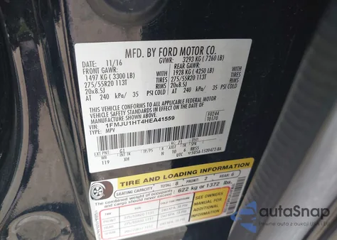 2017 Ford Expedition Xlt из США, поврежденный, VIN 1FMJU1HT4HEA41559